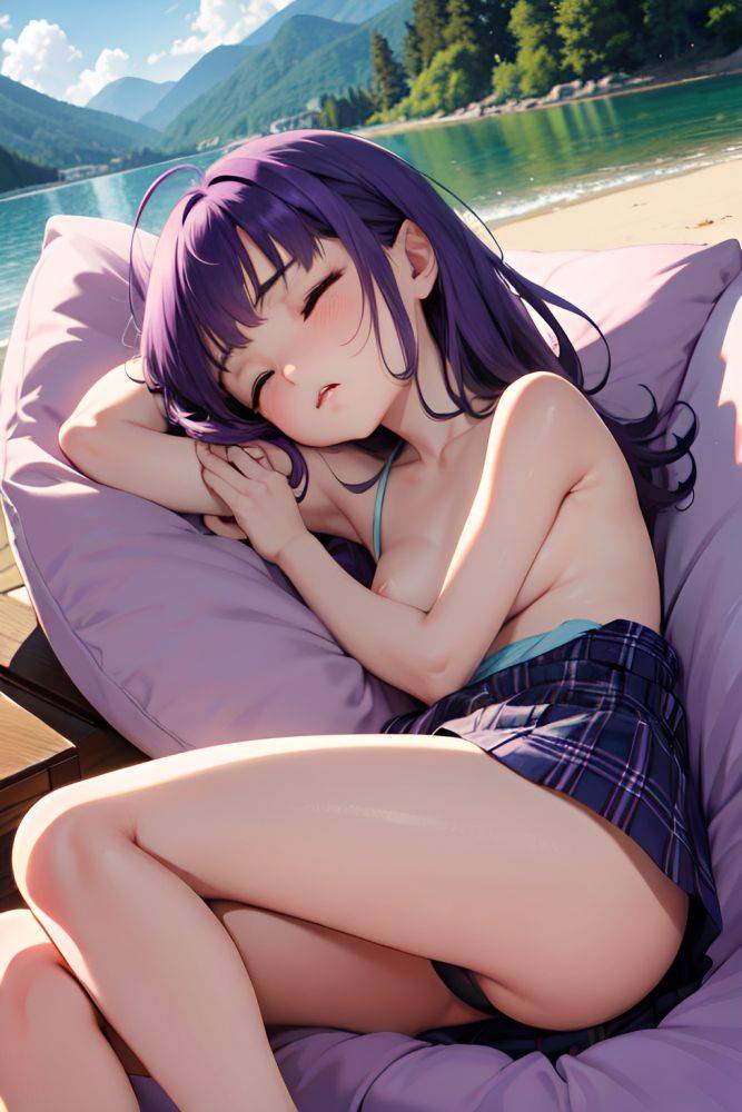 Anime Skinny Small Tits 80s Age Sad Face Purple Hair Bangs Hair Style Light Skin Soft + Warm Lake Front View Sleeping Teacher 3680032349708700467 - AI Hentai - #main
