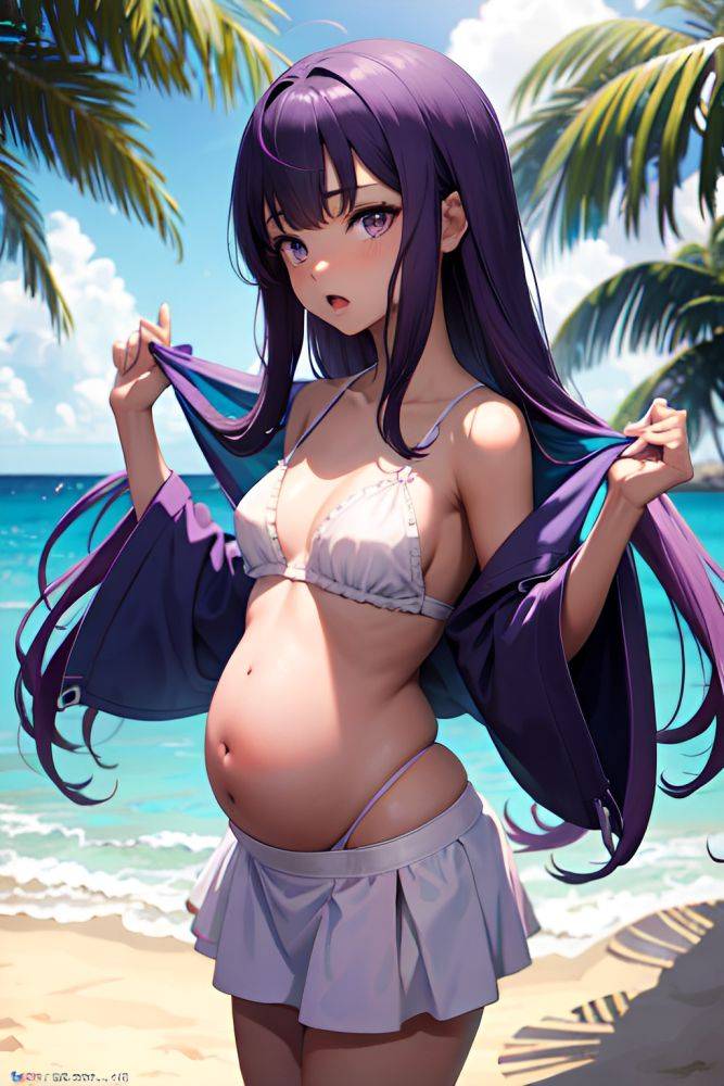 Anime Pregnant Small Tits 18 Age Shocked Face Purple Hair Bangs Hair Style Dark Skin Warm Anime Beach Back View Spreading Legs Mini Skirt 3680500071613000722 - AI Hentai - #main