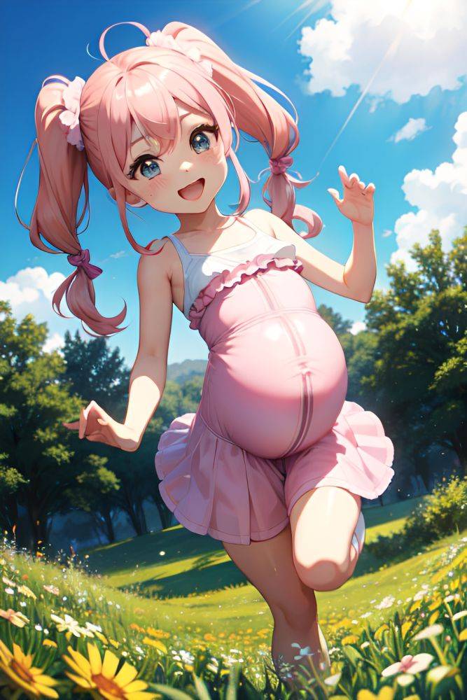 Anime Pregnant Small Tits 30s Age Happy Face Pink Hair Pigtails Hair Style Light Skin Warm Anime Meadow Close Up View Jumping Latex 3680530994930794674 - AI Hentai - #main