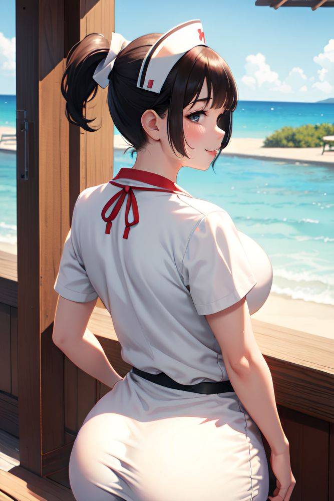 Anime Chubby Small Tits 50s Age Happy Face Ginger Ponytail Hair Style Light Skin Black And White Lake Side View On Back Nurse 3680534860888937765 - AI Hentai - #main