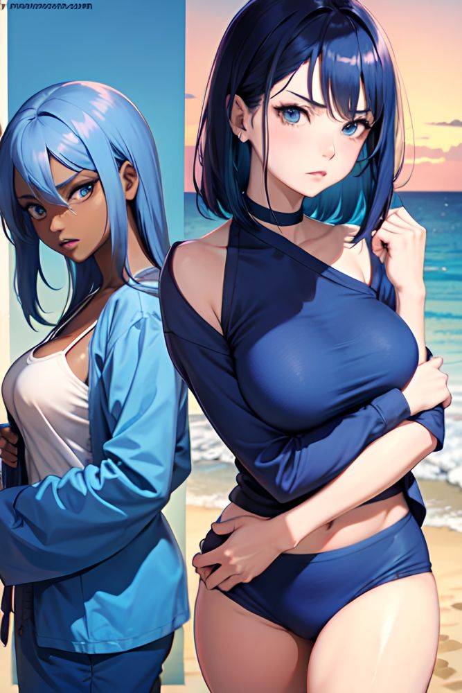 Anime Busty Small Tits 60s Age Angry Face Blue Hair Slicked Hair Style Dark Skin Soft Anime Beach Side View T Pose Pajamas 3680739729166903506 - AI Hentai - #main