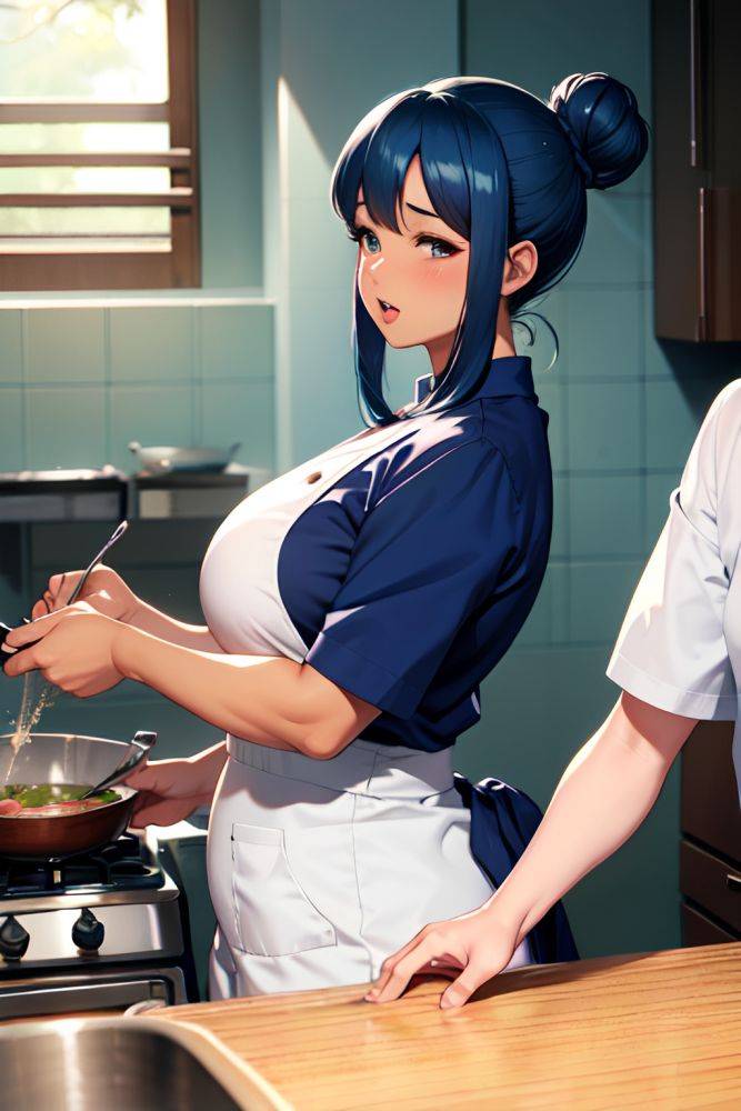 Anime Chubby Small Tits 50s Age Orgasm Face Blue Hair Hair Bun Hair Style Dark Skin Soft + Warm Moon Side View Cooking Nurse 3680770654541806650 - AI Hentai - #main