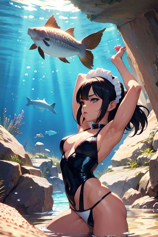 Anime Muscular Small Tits 60s Age Seductive Face Black Hair Straight Hair Style Light Skin Crisp Anime Underwater Side View Gaming Maid 3680933002697638421 - AI Hentai - #main