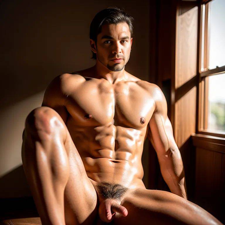, latino,manly man,twenties,(RAW photo, best quality, masterpiece:1.1), (realistic, photo-realistic:1.2), ultra-detailed, ultra high res, physically-based rendering,short hair,straight hair,nude,spread legs,sun,bathroom,(adult:1.5) - #main