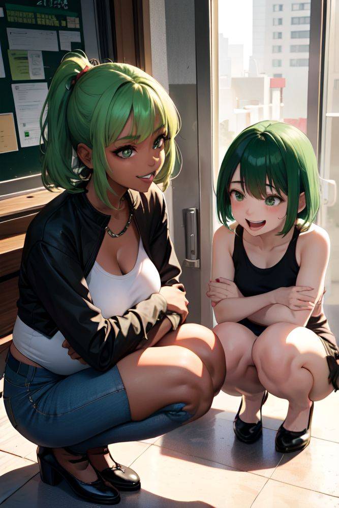 Anime Pregnant Small Tits 30s Age Laughing Face Green Hair Bangs Hair Style Dark Skin Cyberpunk Casino Side View Squatting Teacher 3681037372636958266 - AI Hentai - #main
