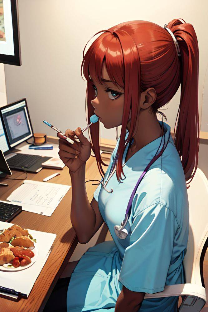 Anime Skinny Small Tits 70s Age Shocked Face Ginger Straight Hair Style Dark Skin Watercolor Office Back View Eating Nurse 3681091487061266222 - AI Hentai - #main