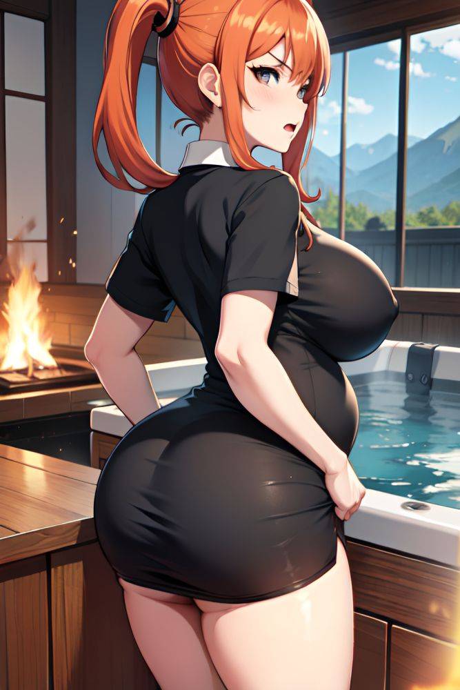 Anime Pregnant Huge Boobs 50s Age Angry Face Ginger Pigtails Hair Style Light Skin Charcoal Hot Tub Back View Cooking Mini Skirt 3681296359151310194 - AI Hentai - #main