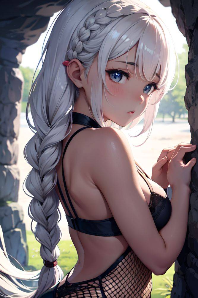 Anime Chubby Small Tits 30s Age Sad Face White Hair Braided Hair Style Dark Skin Illustration Cave Close Up View On Back Fishnet 3681369800945487774 - AI Hentai - #main