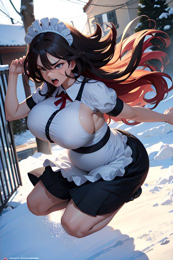 Anime Pregnant Huge Boobs 40s Age Angry Face Ginger Messy Hair Style Dark Skin Comic Snow Side View Jumping Maid 3681420051978106325 - AI Hentai - #main
