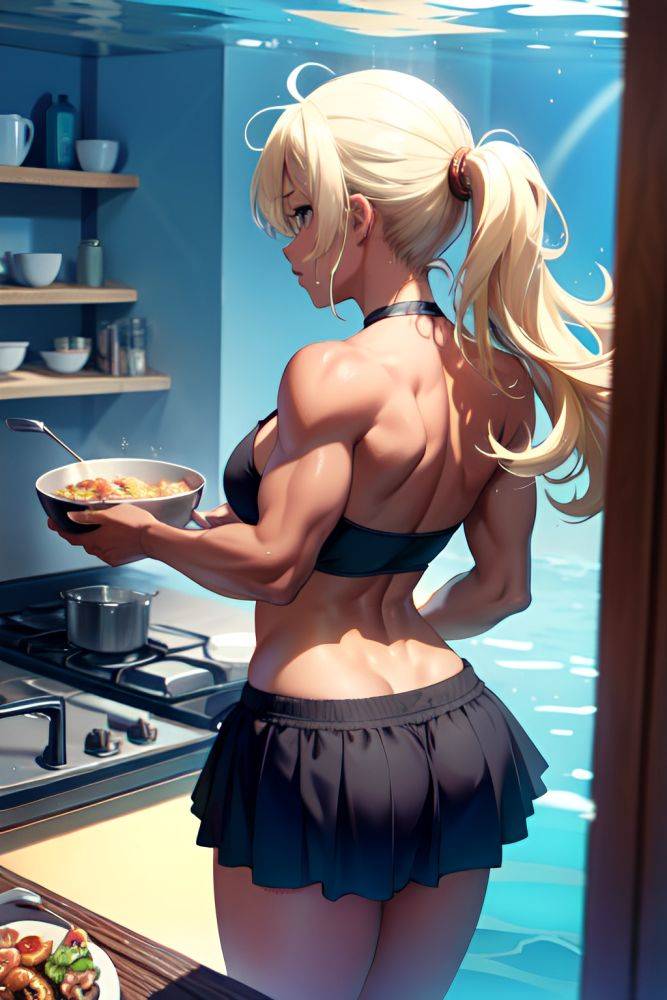Anime Muscular Small Tits 40s Age Sad Face Blonde Messy Hair Style Dark Skin Film Photo Underwater Back View Cooking Mini Skirt 3681443246411683963 - AI Hentai - #main