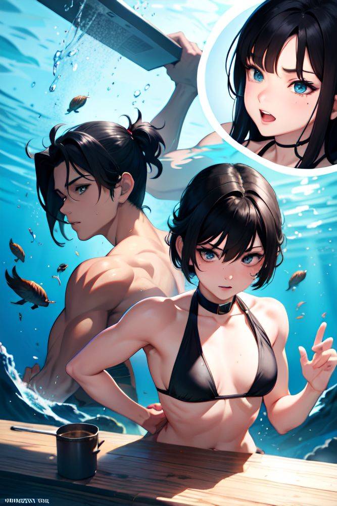 Anime Muscular Small Tits 18 Age Ahegao Face Black Hair Pixie Hair Style Light Skin Comic Underwater Back View Cooking Goth 3681593998241049445 - AI Hentai - #main