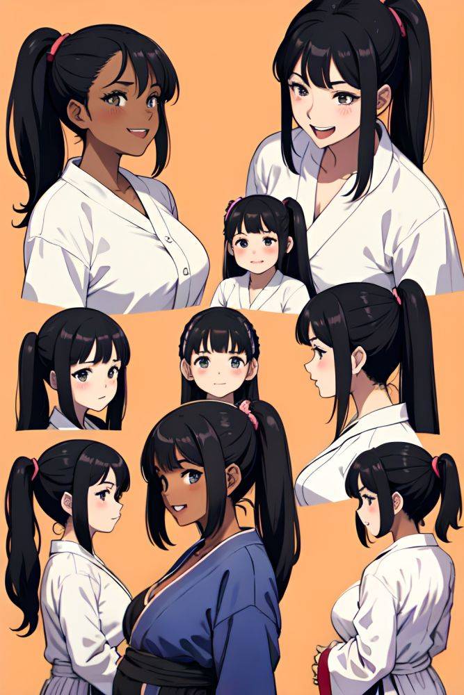Anime Pregnant Small Tits 40s Age Laughing Face Black Hair Ponytail Hair Style Dark Skin Soft Anime Desert Back View On Back Bathrobe 3681617191064695800 - AI Hentai - #main