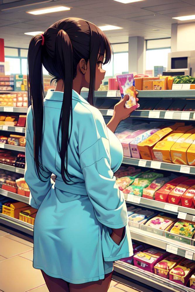 Anime Skinny Huge Boobs 18 Age Happy Face Brunette Pigtails Hair Style Dark Skin Painting Grocery Back View Bathing Bathrobe 3679877730860558640 - AI Hentai - #main