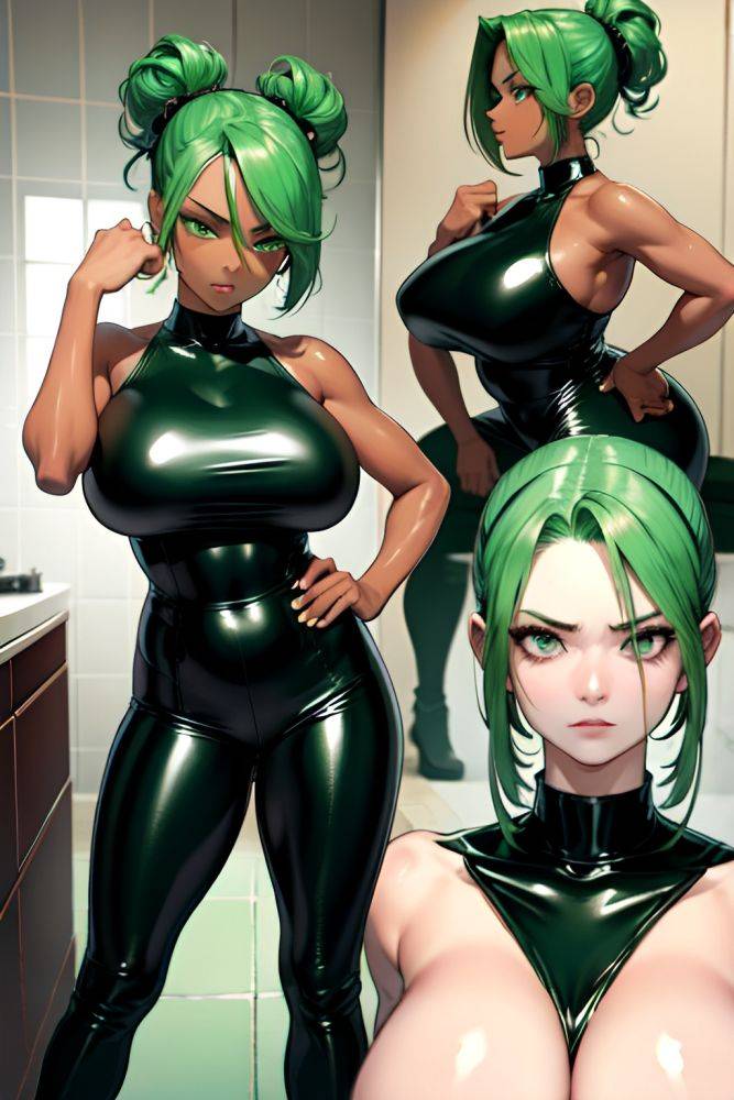 Anime Skinny Huge Boobs 18 Age Angry Face Green Hair Slicked Hair Style Dark Skin Mirror Selfie Bathroom Side View Working Out Latex 3681690635006491448 - AI Hentai - #main