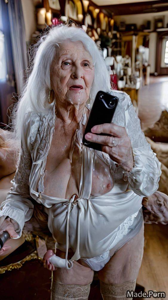 Slutty made masturbation white hair long hair dildo bangs hair AI porn - #main