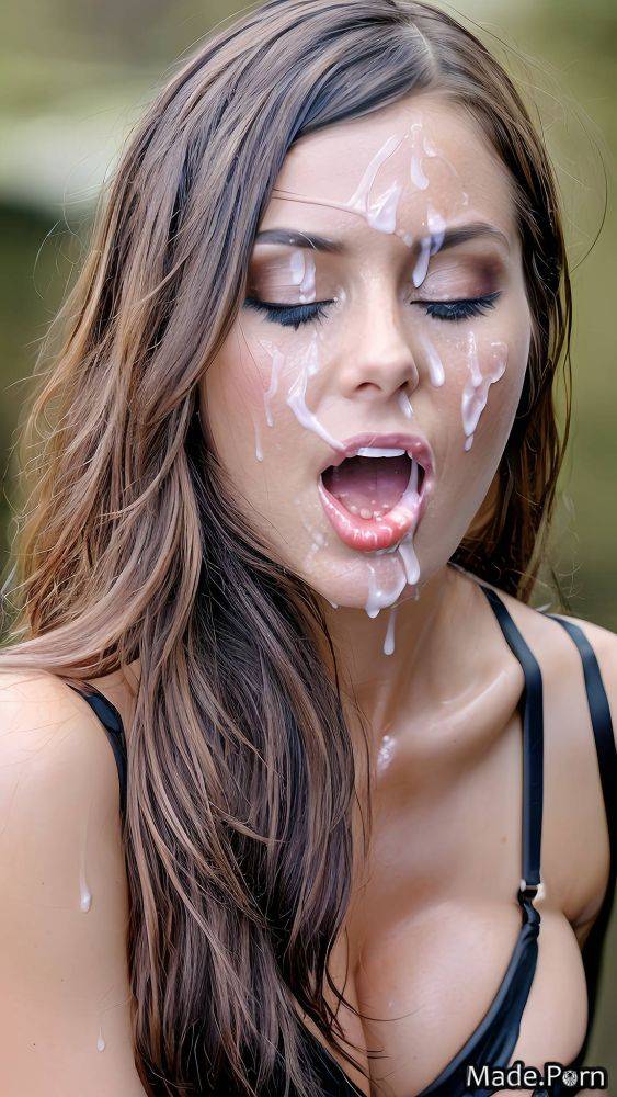 Babe high ponytail perfect boobs brunette gigantic boobs 20 facial AI porn - #main