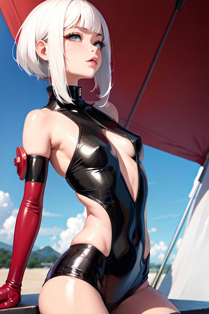 Anime Busty Small Tits 18 Age Pouting Lips Face White Hair Bangs Hair Style Dark Skin Skin Detail (beta) Tent Front View Straddling Latex 3677028879073293768 - AI Hentai - #main