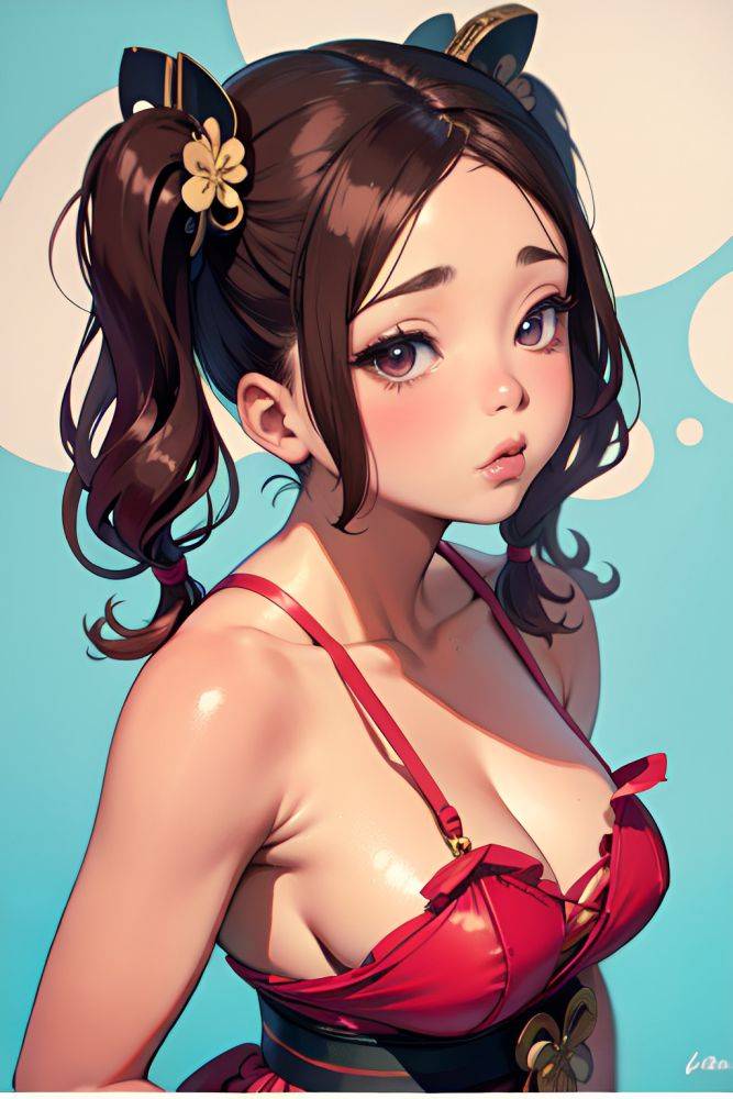 Anime Chubby Small Tits 80s Age Pouting Lips Face Ginger Pigtails Hair Style Dark Skin Watercolor Strip Club Front View On Back Geisha 3677055937367704318 - AI Hentai - #main