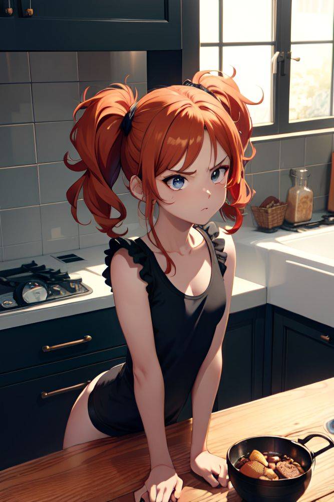 Anime Busty Small Tits 80s Age Angry Face Ginger Pixie Hair Style Dark Skin Charcoal Kitchen Front View Plank Goth 3677137111763085160 - AI Hentai - #main