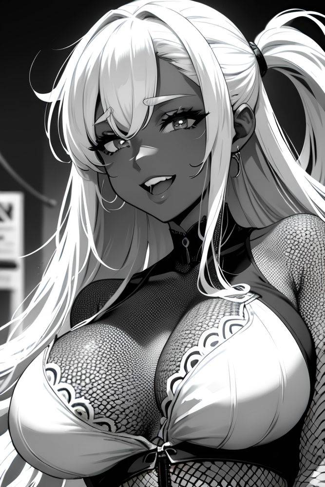 Anime Skinny Huge Boobs 60s Age Laughing Face Ginger Slicked Hair Style Dark Skin Black And White Street Close Up View Gaming Fishnet 3677160305074240391 - AI Hentai - #main
