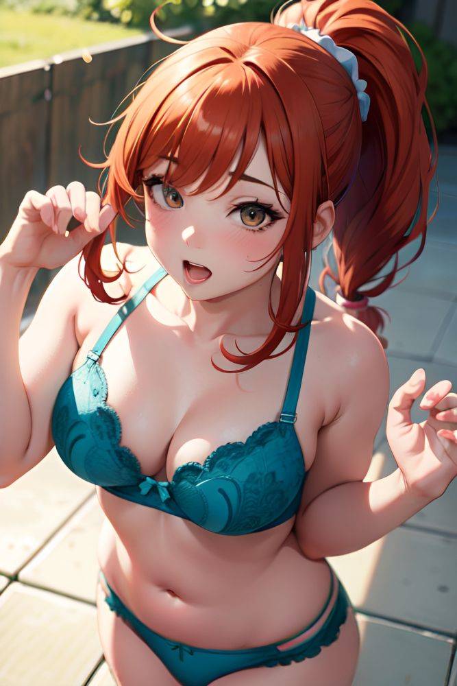 Anime Chubby Small Tits 20s Age Ahegao Face Ginger Ponytail Hair Style Light Skin Painting Gym Close Up View Jumping Lingerie 3677175766933144567 - AI Hentai - #main