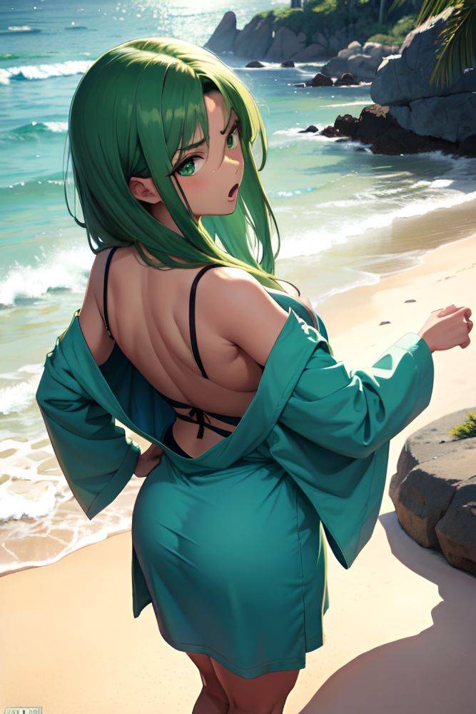 Anime Pregnant Small Tits 40s Age Angry Face Green Hair Straight Hair Style Dark Skin Soft Anime Beach Back View Massage Bathrobe 3677307192934213988 - AI Hentai - #main