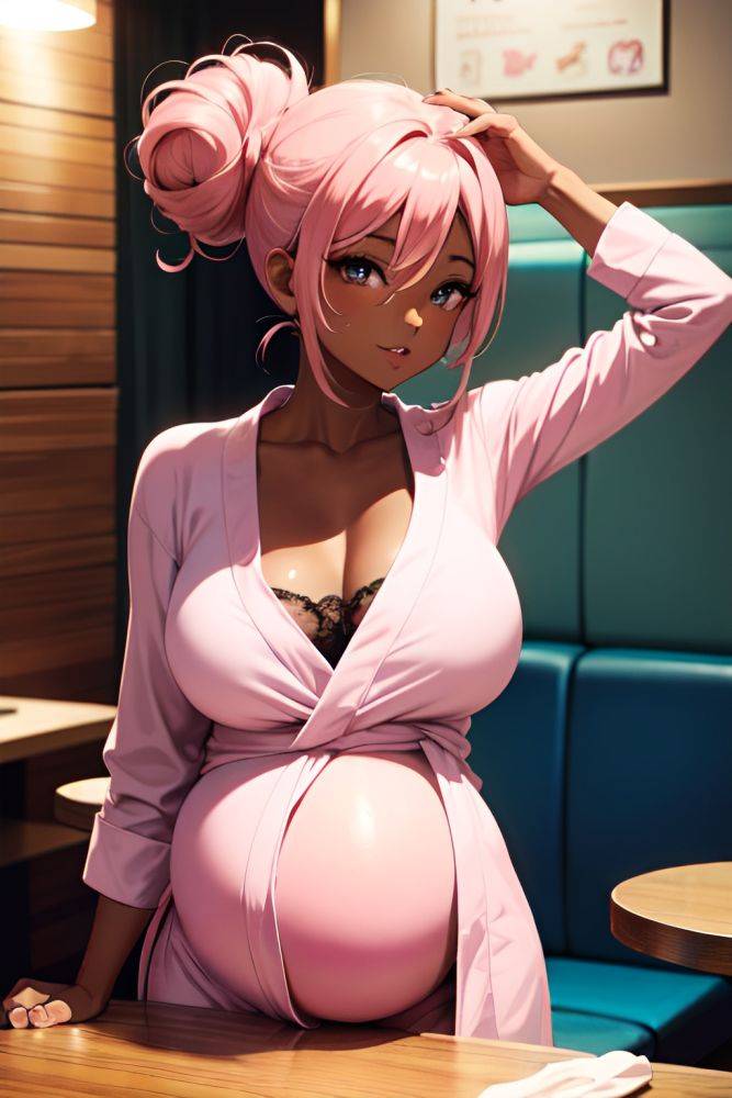 Anime Pregnant Small Tits 80s Age Seductive Face Pink Hair Hair Bun Hair Style Dark Skin Crisp Anime Restaurant Close Up View On Back Bathrobe 3677334251252050712 - AI Hentai - #main