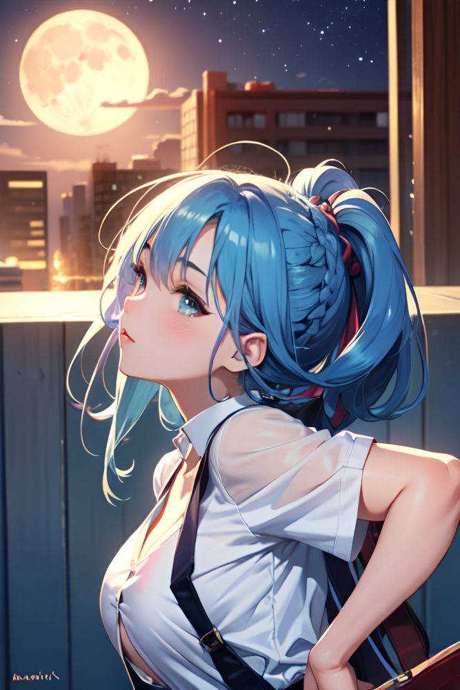 Anime Busty Small Tits 20s Age Seductive Face Blue Hair Braided Hair Style Light Skin Warm Anime Moon Side View T Pose Schoolgirl 3677353578117604352 - AI Hentai - #main
