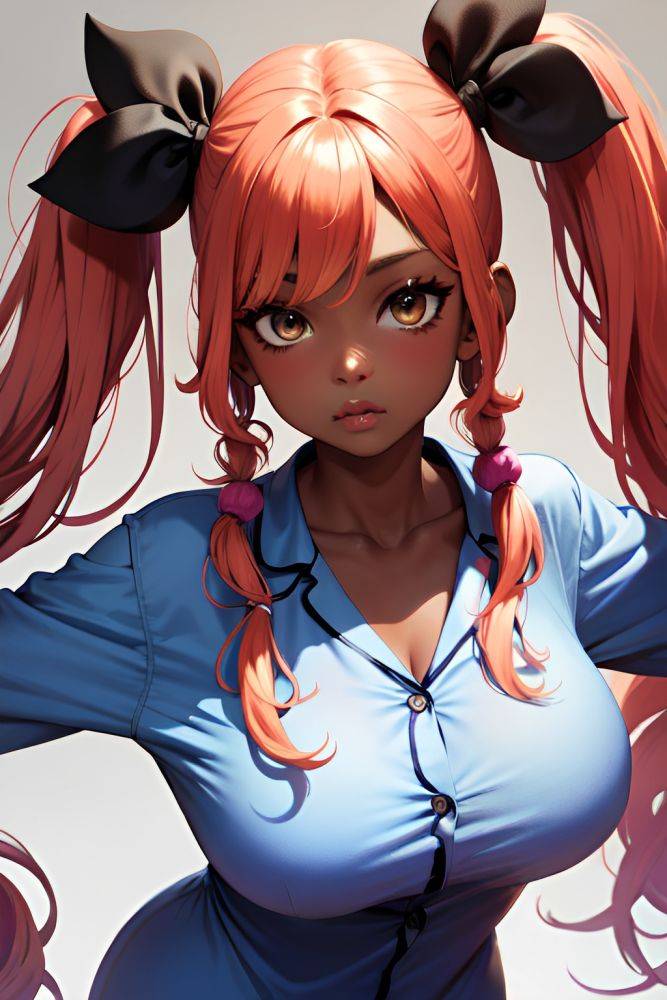 Anime Skinny Huge Boobs 70s Age Pouting Lips Face Ginger Pigtails Hair Style Dark Skin Charcoal Stage Close Up View T Pose Pajamas 3677477273177392514 - AI Hentai - #main