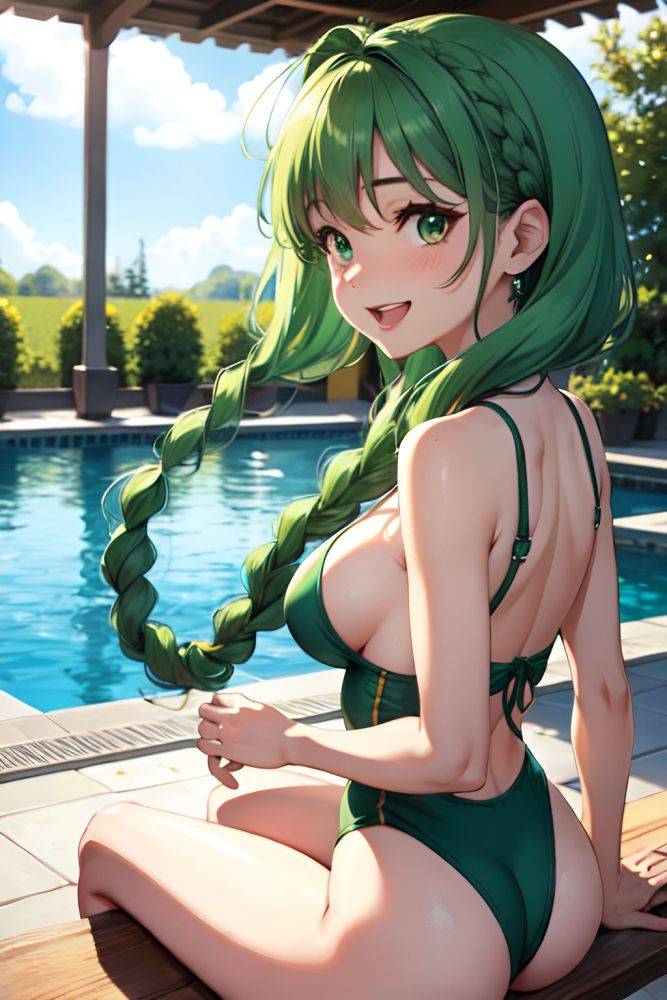 Anime Busty Small Tits 50s Age Laughing Face Green Hair Braided Hair Style Light Skin Vintage Pool Back View Straddling Fishnet 3677492735059827603 - AI Hentai - #main