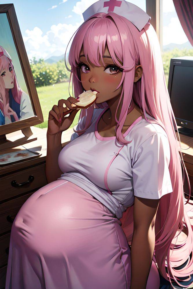 Anime Pregnant Small Tits 60s Age Pouting Lips Face Pink Hair Straight Hair Style Dark Skin Painting Wedding Front View Eating Nurse 3677523659312249400 - AI Hentai - #main