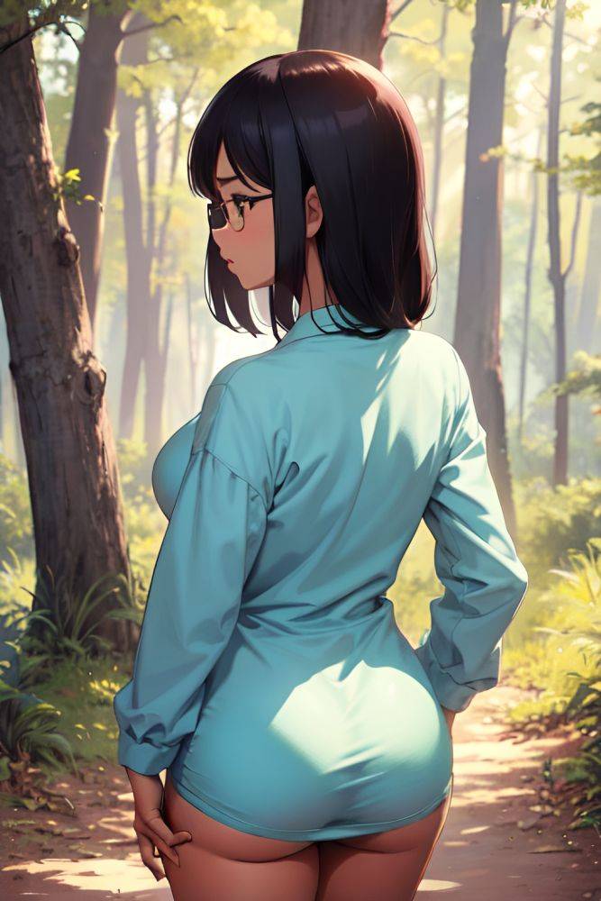 Anime Busty Small Tits 50s Age Sad Face Ginger Straight Hair Style Dark Skin Illustration Forest Back View T Pose Teacher 3677566179489046853 - AI Hentai - #main