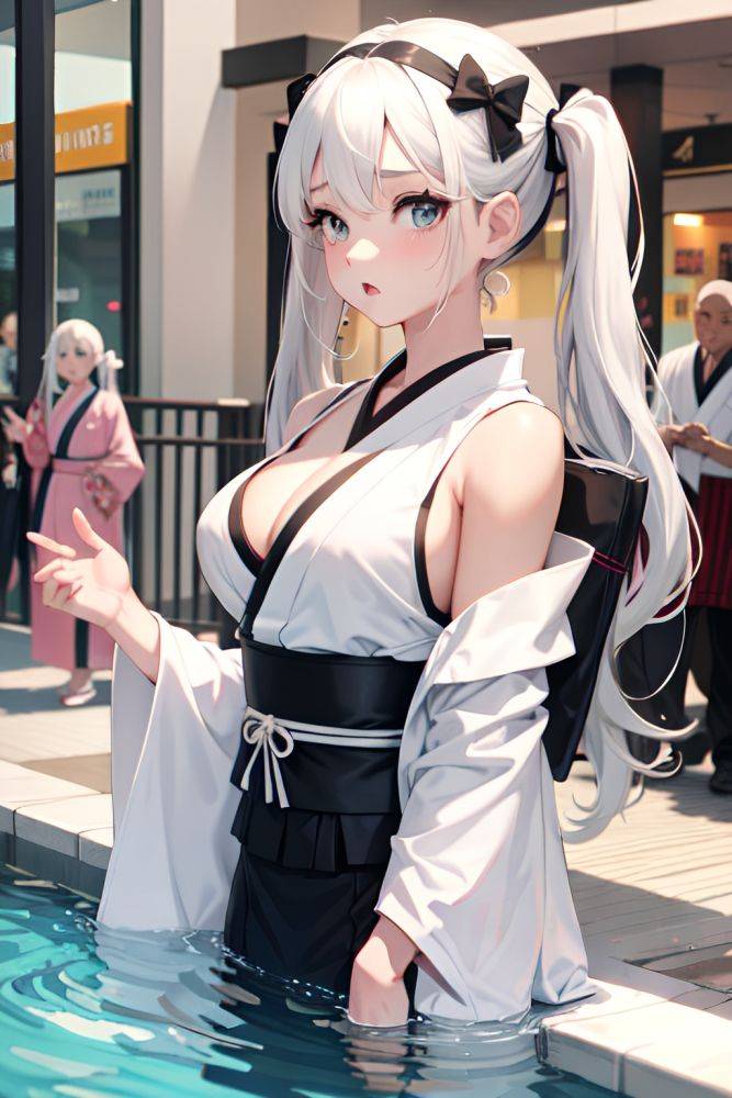 Anime Busty Small Tits 50s Age Shocked Face White Hair Pigtails Hair Style Light Skin Black And White Mall Front View Bathing Kimono 3677693740019510032 - AI Hentai - #main