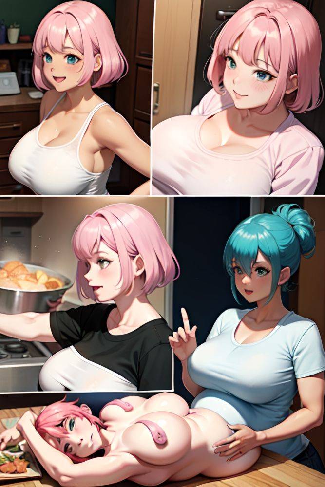 Anime Pregnant Huge Boobs 30s Age Happy Face Pink Hair Pixie Hair Style Dark Skin Vintage Gym Side View Cooking Schoolgirl 3677743991137527823 - AI Hentai - #main