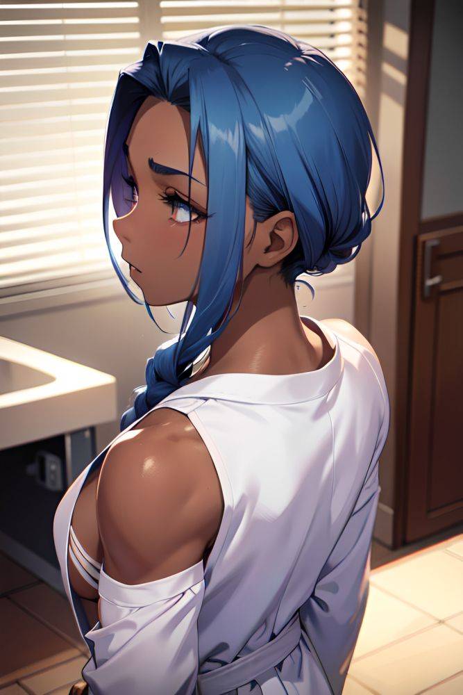Anime Muscular Small Tits 30s Age Orgasm Face Blue Hair Slicked Hair Style Dark Skin Charcoal Office Back View On Back Bathrobe 3677786511314509901 - AI Hentai - #main