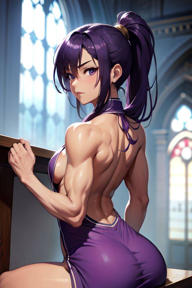 Anime Muscular Small Tits 20s Age Seductive Face Purple Hair Ponytail Hair Style Dark Skin Skin Detail (beta) Church Back View Straddling Bathrobe 3683727737916269058 - AI Hentai - #main