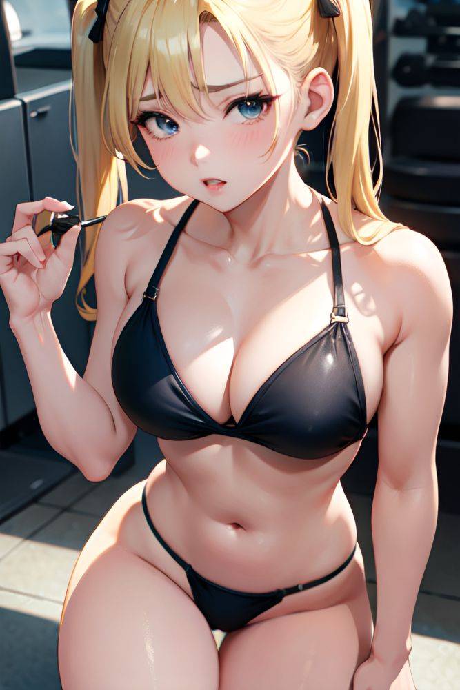 Anime Busty Small Tits 50s Age Sad Face Blonde Pigtails Hair Style Light Skin Charcoal Gym Front View Massage Bikini 3683886223821043191 - AI Hentai - #main