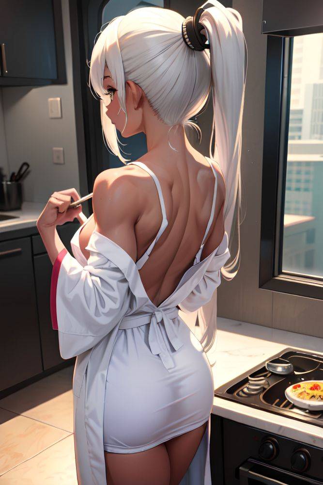 Anime Muscular Small Tits 40s Age Sad Face White Hair Pigtails Hair Style Dark Skin Cyberpunk Train Back View Cooking Bathrobe 3683890087767073493 - AI Hentai - #main