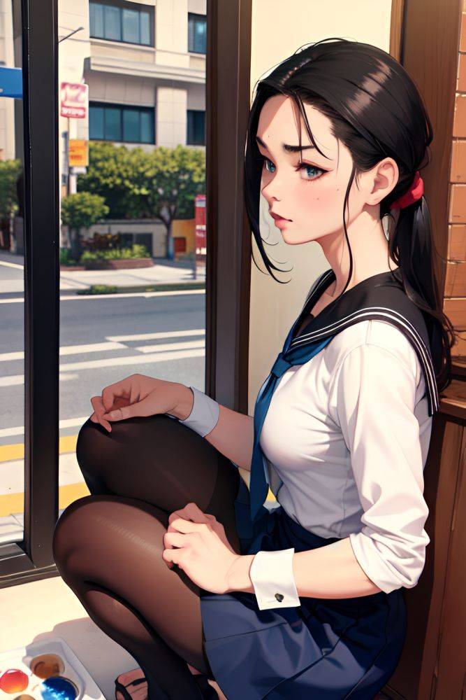Anime Muscular Small Tits 60s Age Pouting Lips Face Black Hair Slicked Hair Style Dark Skin Watercolor Restaurant Side View Squatting Schoolgirl 3683998320858768163 - AI Hentai - #main