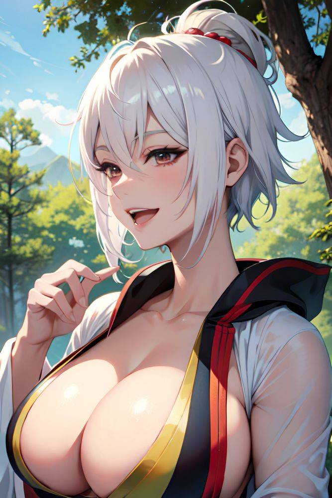 Anime Muscular Huge Boobs 20s Age Laughing Face White Hair Pixie Hair Style Light Skin Soft Anime Forest Close Up View Cumshot Kimono 3684044708722083460 - AI Hentai - #main
