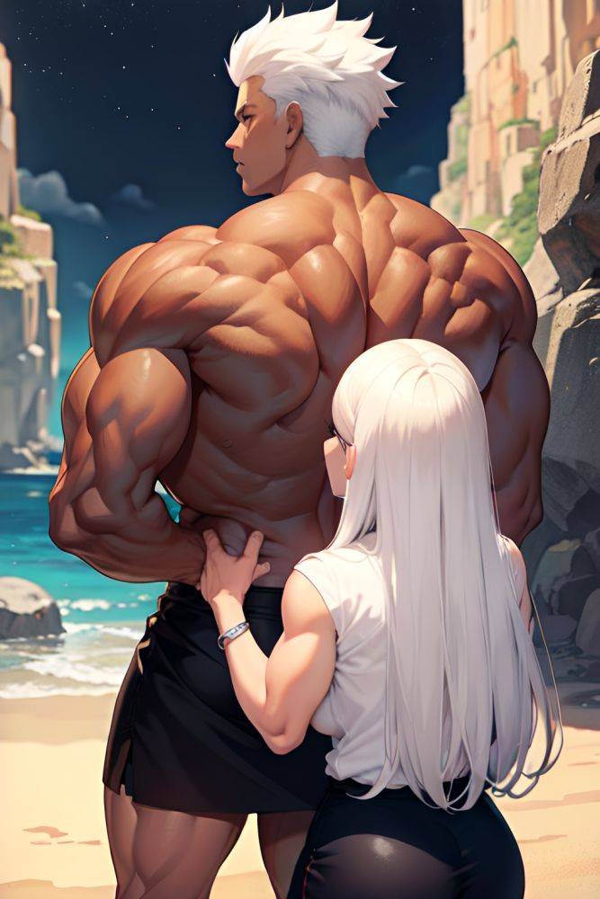 Anime Muscular Huge Boobs 40s Age Sad Face White Hair Straight Hair Style Dark Skin Crisp Anime Cave Back View Massage Mini Skirt 3684697969952538874 - AI Hentai - #main