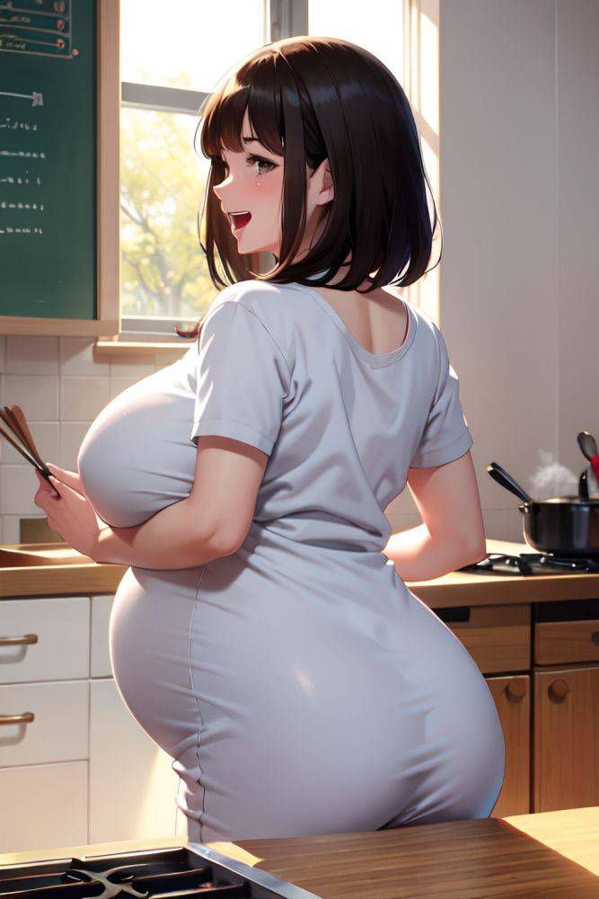 Anime Pregnant Huge Boobs 50s Age Laughing Face Brunette Bangs Hair Style Light Skin Illustration Snow Back View Cooking Teacher 3684898977790655635 - AI Hentai - #main