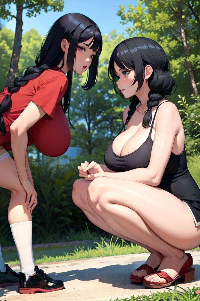 Anime Skinny Huge Boobs 70s Age Orgasm Face Black Hair Braided Hair Style Light Skin Crisp Anime Forest Side View Squatting Teacher 3685072922753471561 - AI Hentai - #main