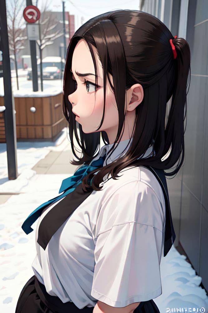 Anime Chubby Small Tits 40s Age Angry Face Brunette Slicked Hair Style Light Skin Charcoal Snow Side View On Back Teacher 3685293252466338547 - AI Hentai - #main