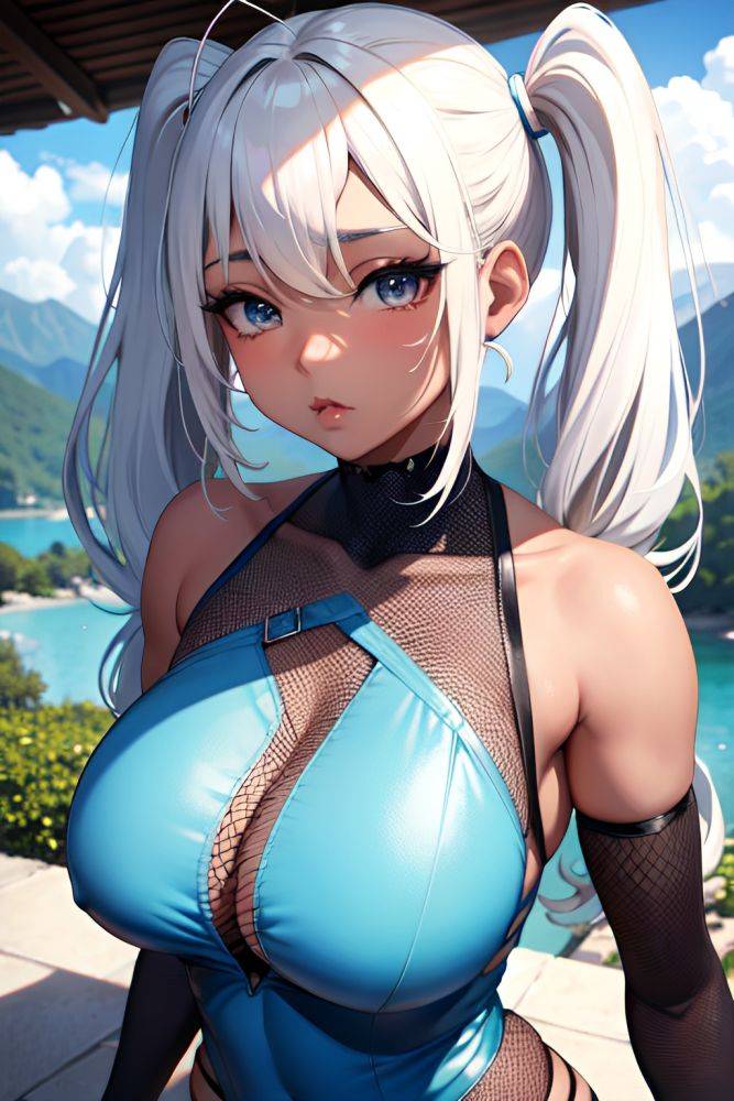 Anime Skinny Huge Boobs 20s Age Pouting Lips Face White Hair Pigtails Hair Style Dark Skin Soft Anime Mountains Front View Cumshot Fishnet 3685393758028668973 - AI Hentai - #main