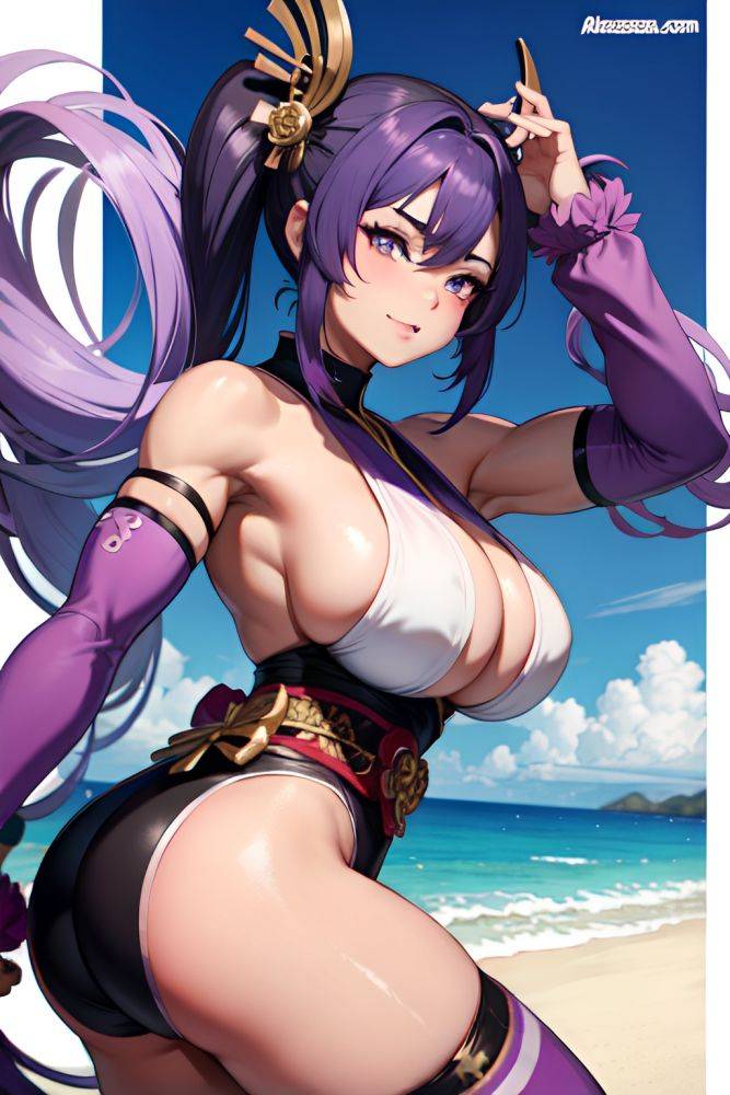 Anime Muscular Huge Boobs 18 Age Ahegao Face Purple Hair Pigtails Hair Style Dark Skin Black And White Desert Side View Gaming Geisha 3682220206004851633 - AI Hentai - #main