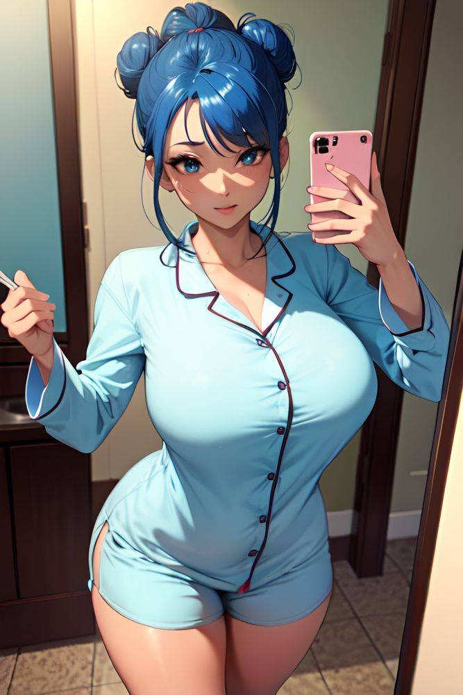 Anime Skinny Huge Boobs 70s Age Ahegao Face Blue Hair Hair Bun Hair Style Dark Skin Mirror Selfie Club Close Up View Cooking Pajamas 3685683668324447864 - AI Hentai - #main