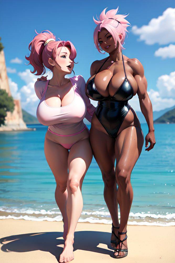 Anime Muscular Huge Boobs 50s Age Orgasm Face Pink Hair Pixie Hair Style Dark Skin 3d Lake Front View T Pose Latex 3685776436217864880 - AI Hentai - #main