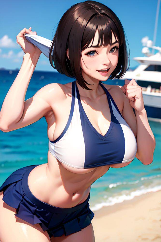 Anime Skinny Huge Boobs 40s Age Laughing Face Brunette Bobcut Hair Style Light Skin Comic Yacht Close Up View Working Out Schoolgirl 3686023826336878653 - AI Hentai - #main