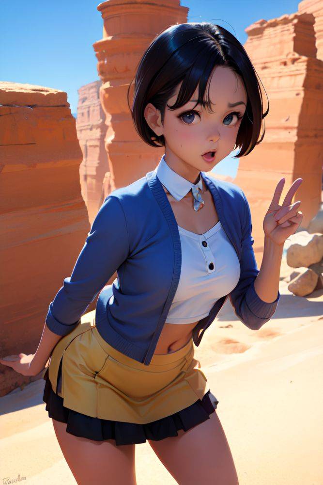 Anime Busty Small Tits 50s Age Shocked Face Brunette Pixie Hair Style Light Skin Warm Anime Desert Front View Gaming Mini Skirt 3686344661430377463 - AI Hentai - #main